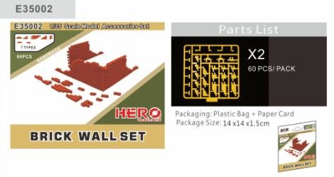 HHKE35002 1:35 Hero Hobby Kits Accessories - Brick Wall Set [MODEL KIT ACCESSORY]