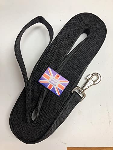 Lunge Line/Rein 30ft/9m length strong nylon with brass trigger clip (made in UK) BLACK