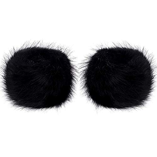 Faux Fur Cuffs Arm Leg Warmers - HOMEYEAH Furry Wrist Cuff Warmer For Women Christmas Gifts - Thumbnail 5