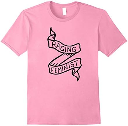 Mens Raging Feminist Shirt - Vintage Tattoo Scroll T Shirt Medium Pink