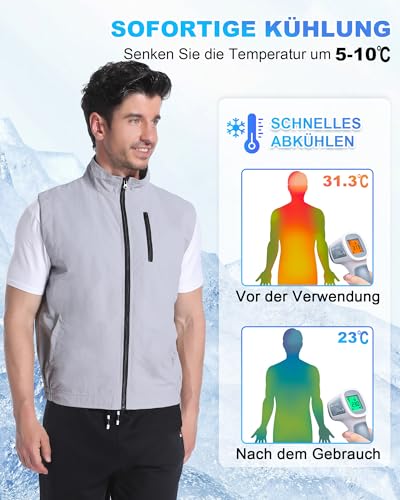 FERNIDA Cooling vest, cooling ice vest with 24 ice bags, men and women, sleeveless nylon, breathable, cool clothing for summer outdoors, hot weather, hunting, working, weeding