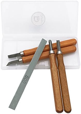 Wood Carving Kit,Wood Handle Carving Chisels Knife Tool Set for DIY Art Craft Clay Carpentry Beginners Amateur with Whetstones (4 Pieces)