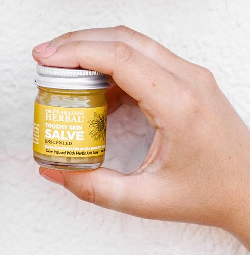 Ora's Amazing Herbal, Touchy Skin Salve, Eczema Cream Treatment, Anti-Itch Cream for Kids and Adults, Calendula Ointment for Natural Sensitive, Fragrance Free, Dry Skin Balm 1 oz Travel Size