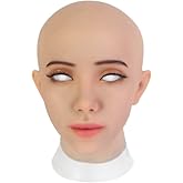 SUAISKR Female Silicone Mask Realistic Hand-made Silicone Head Mask Halloween Beauty Face for Crossdressers Cosplay