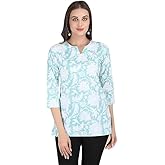 HION HILS Traditional Cotton Print Kurta Office Short Kurti Tops Tunics for Women