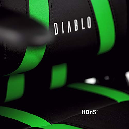 Diablo-X-One-Sedia-Gaming-Poltrona-Ufficio-Design-Ergonomico-Meccanismo-di-Inclinazione-Cuscino-Lombare-Finta-Pelle-Portata-150-kg-Nero-Verde-Standard