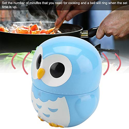 Rosvola Mechanical Timer, Cute Owl Shape Manual Cooking Counters Clock for Kitchen(Blue) - Thumbnail 2