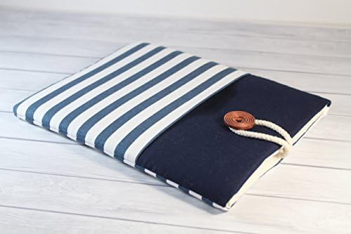9.7 inch iPad Pro Cover Case with Pocket iPad Air 2 Sleeve in Blue stripes Print