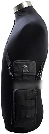 Bottle Pouch Molle 1X Tactical Molle System Water Bottle Bag Kettle Pouch Holder W/ Shoulder Strap Water Molle Bottle (Black)