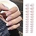 Sethexy 24Pcs French Nude Pink Glossy False Nails Wedding Ins Style Medium Press on Full Cover Fake Nails for Women and Girls