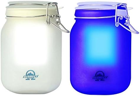 Summit Omega 2-Pack Solar Mason Jar Lights - Solar Powered LED Lamps/Table Lights/Lanterns for Indoor & Outdoor Use, Camping, Night Lights, Parties, Patios & Walkways - Waterproof