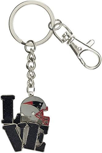 Amazon Com Aminco Nfl New England Patriots Helmet Glitter Love Keychain Sports Outdoors