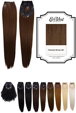 Eri West - Clip-in Invisible Ponytail Extension Futura Fiber Ponytail 120g - Yaki Straight 22" Chestnut Brown
