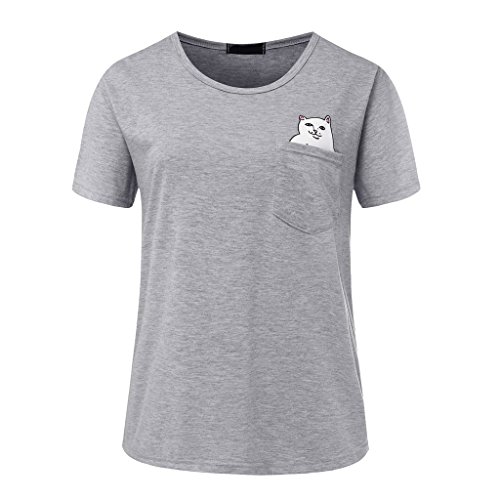 College Girl Style Pocket Middle Finger Cat Print Tee(Size:S-4XL)/Cap/IPhone Case