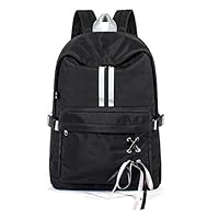 H HIKKER-LINK Womens Ribbon Laptop Backpack Luminous School Bag Bookbag Black