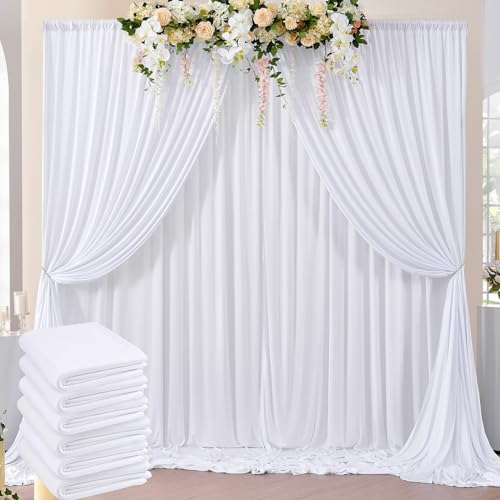 3x9 m Weißer Vorhang für Kulissen, Party-Hintergrund Vorhang Weiß Hochzeit Hintergrund, Polyester Weißer Hintergrund Vorhänge für Geburtstag Baby Dusc