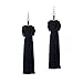 Knotted Tassel Earrings Long Tassel Fringe Earrings Yarn Tassel Earrings Black