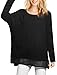 Allegra K Women's Semi-Sheer Panel High Low Hem Loose Tunic Top M Black
