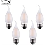 OPALRAY C35 4W(40W Incandescent Equivalent) LED Candelabra Bulb, LED Filament Light, Normal E26 Base, Warm White 2700K, Dimmable, Frosted Glass, Flame Tip, 5 Pack