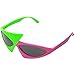 Asymmetric 80's Sunglasses – Green & Rose Red 2-Color Party Favors, Novelty Shades, Rock Star Costume Glasses Toys, Funny Glasses Accessories for Kids & Adults