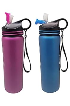 Tuelip Stainless Steel Water Bottle with Sipper,750ml (Pink And Blue)-Set of 2