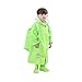 Cute Raincoat Jacket Hooded Poncho Rain Suit for Kids Girls Boys, Green (M)