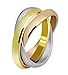 Stainless Steel Tri color Gold Plated,Rose, Tone Interlocked Rolling Wedding Band Ring for Women