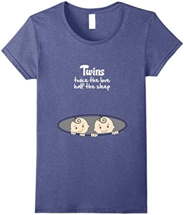 Womens Twins Peeking Funny Cute Pregnancy Announcement T-Shirt Large Heather Blue