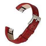 bayite Replacement Leather Watch Bands for Fitbit Alta HR and Alta Red