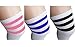 Zando Women Thin Stripes Tube Thigh High Tights Over Knee Socks Casual High Stockings Grey Red One Size