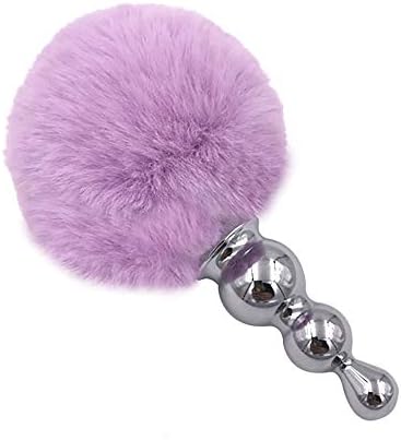 Joycentre Light Purple Faux Rabbit Tail Stainless Steel Fun Plug Romance Games Play Party Toy Love Gift for High Happy (Style 5)