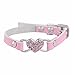 Small Dog Pet Puppy Cat Collar Rhinestone Crystal Necklace Jewelry Heart Leather (Pink, XX-Small)