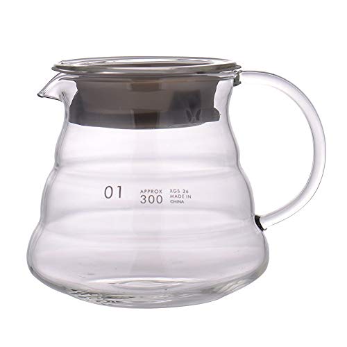 Heat Resistant Glass Hand Drip Coffee Pot Coffee Server Kettle Coffee Maker Teapot (360ML)