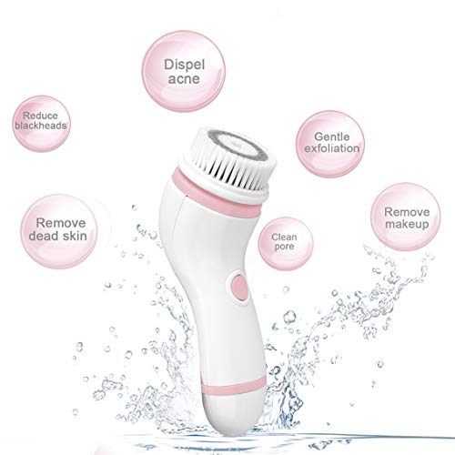 Gackoko Facial Cleansing Brush- with advance Latest Ion Technology & 4 Brush Heads for chargeable Electric Rotating Face brush -Awaken skin vitality for Deep Cleansing, Exfoliating ,Blackhead (Pink)