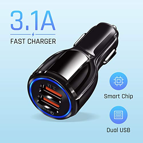 2020 Ultimate car Cell Phone Charging Bundle Magnetic Charge Cable by Wuteku. QC3 USB Charger, 2X 3.3ft Nylon Braided Cord Support Data Transfer, Super Fast 3.A. 3in1 Magnet, Micro, Type-C, iProd