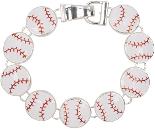 Heirloom Finds Enamel Baseball Softball Bracelet with Magnetic Clasp