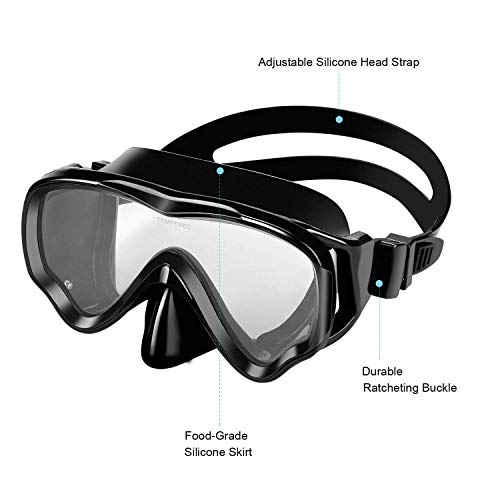 image for UPhitnis Kids Seaview Snorkel Set - Dry Top Snorkel Mask with Big Eyes
