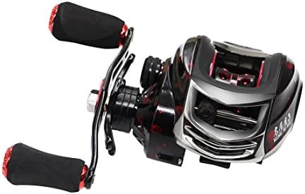 [30% OFF]Febway Japan Technology Ultra Smooth Magnetic Brake System Baitcasting Reel 15 Ball Bearings Left/Right Handed Bait Casting Fishing Reel (Red-RightHand)
