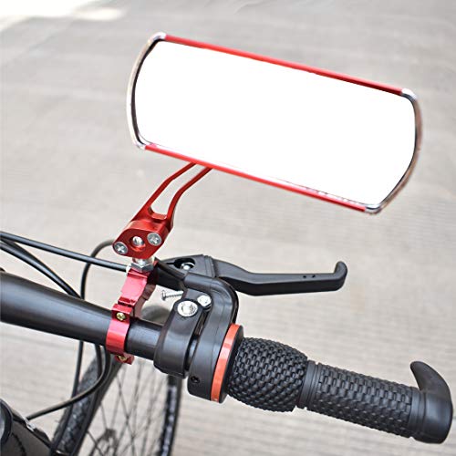 ELCYCO Bicycle Bike Mirror Handlebar Mount Aluminum Bike Rearview Mirrors Adjustable & Rotatable 360 Degree Handlebar Mount Glass Mirror (Red) - Thumbnail 7