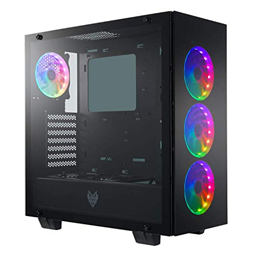 FSP ATX Mid Tower PC Computer Gaming Case with 3 Tempered Glass Panels and 4 ARGB Fans (CMT510 Plus)