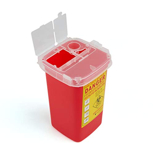 D & H Medical Sharps Disposal Container: 3-Pack Biohazard Needle Container 1-Quart Size| FDA-Approved, Safe Lock Containers for Disposal of Syringes, Blades & Lancets| Top Tattoo Supplies Disposal Kit - Thumbnail 2