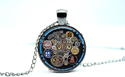 Pretty Lee 2015 Fashion Steampunk Dr Who Resin Poured Pendant Necklace Glass Photo Cabochon Necklace Christmas gift