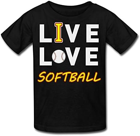 Love Softball Custom Cotton Youth Fashion Comfort Soft Round Collar Tee Top Black XS