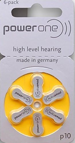 Power One Zinc Air Hearing Aid Batteries, (Yellow), P10, 180 Count