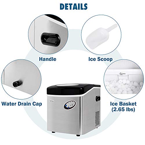Northair Portable Automatic Stainless Steel Ice Maker,48lbs/24H,Extra