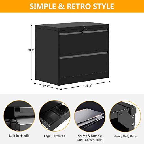 ModernLuxe File Office Lockable Heavy Duty Metal Lateral