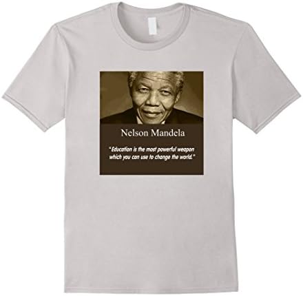 Men's Nelson Mandela Shirt - Education is the most powerful weapon XL Silver