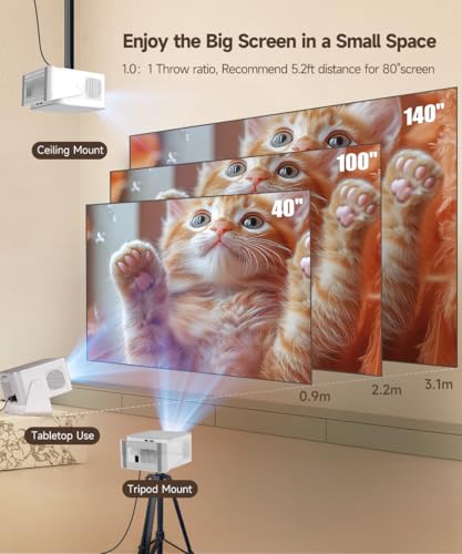 Smart Projector with 4K 8K Support, Portable Projectors with Wifi6 and Bluetooth5.4, 600 ANSI, Auto Focus & Obstacle Avoidance 1080P Mini Movie Proyector for Home Outdoor, Magcubic HY350Max