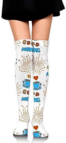 Good Morning Coffee Cups Womens Popular Knee High Compression Socks Sports Running Socks