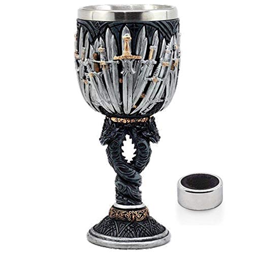 Medieval GOT Swords Wine Goblet D&D Game Dragon Collectible Iron Throne Chalice Cup Merchandise Drinking Vessel with Drip Ring